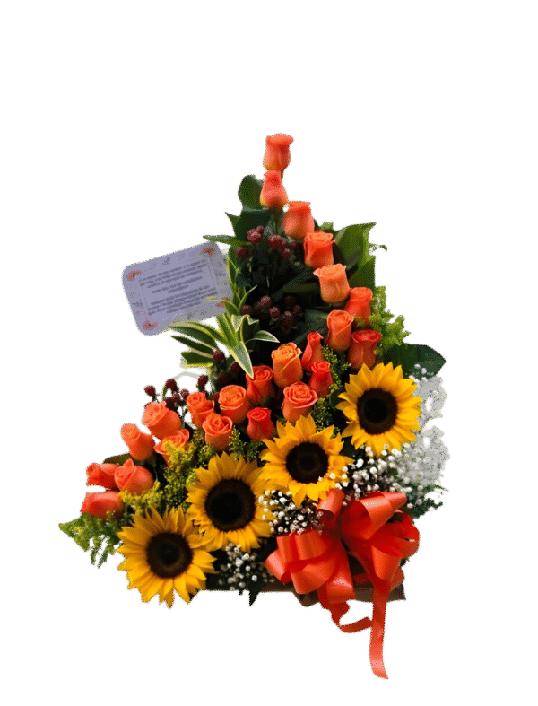 Arreglo x 4 girasoles y rosas R98